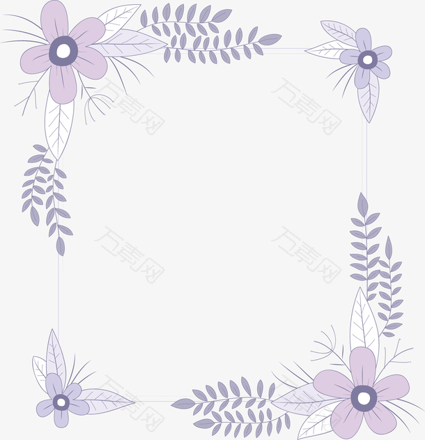 紫色花朵复古边框