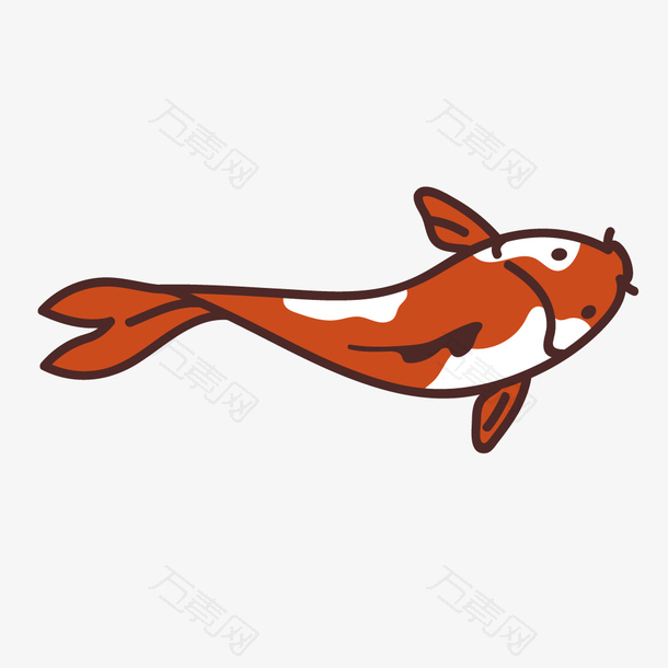 花斑鱼金鱼手绘卡通鱼类水族矢量