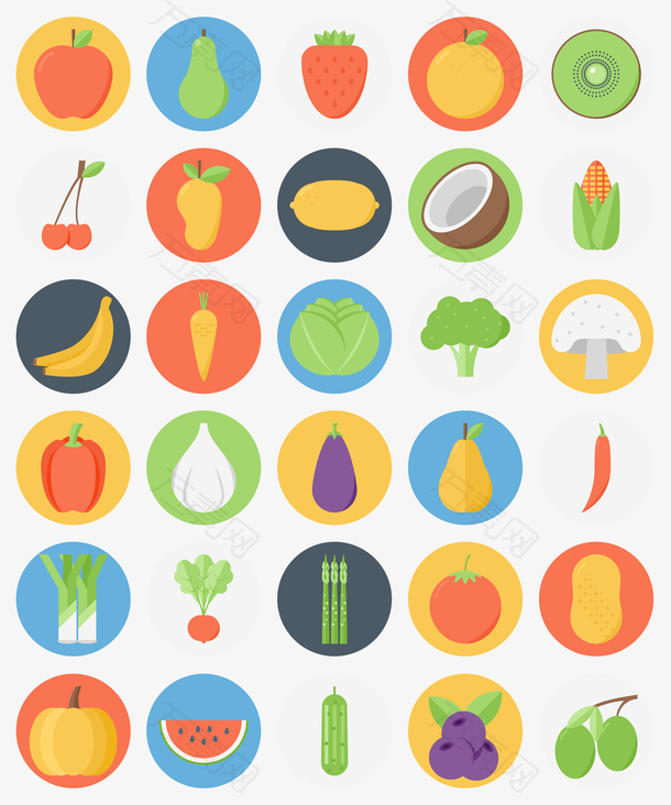 水果蔬菜简化图形图标