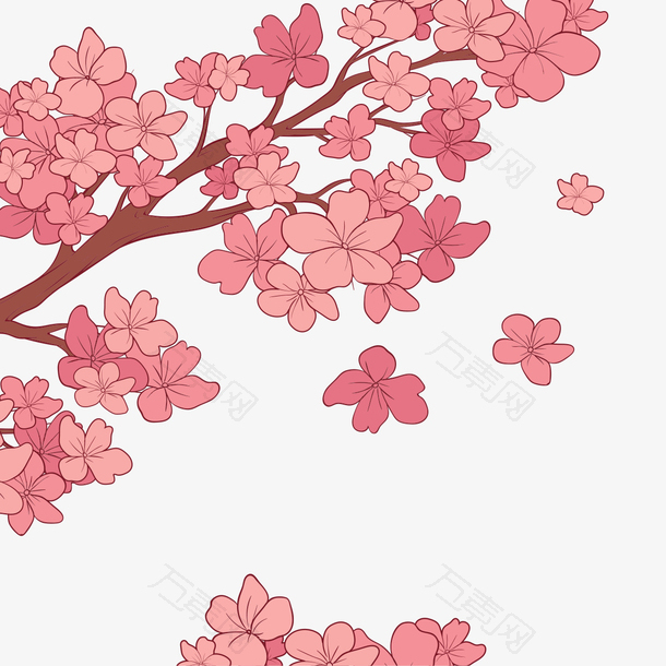粉色桃花植物手绘