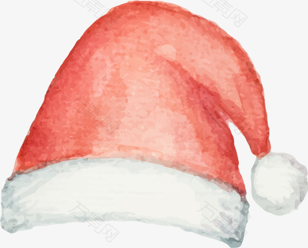 手绘冬季红色加棉加厚圣诞帽子