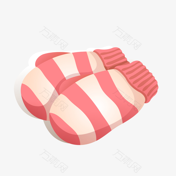 卡通粉红色的条纹手套设计