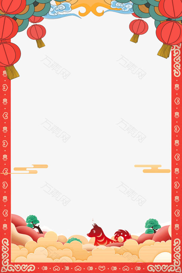 中国风传统灯笼边框装饰