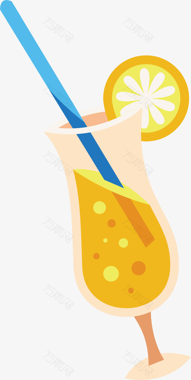 矢量图水彩柠檬饮料