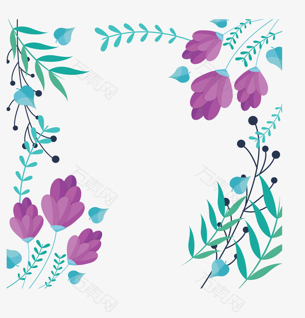小清新紫色花朵边框