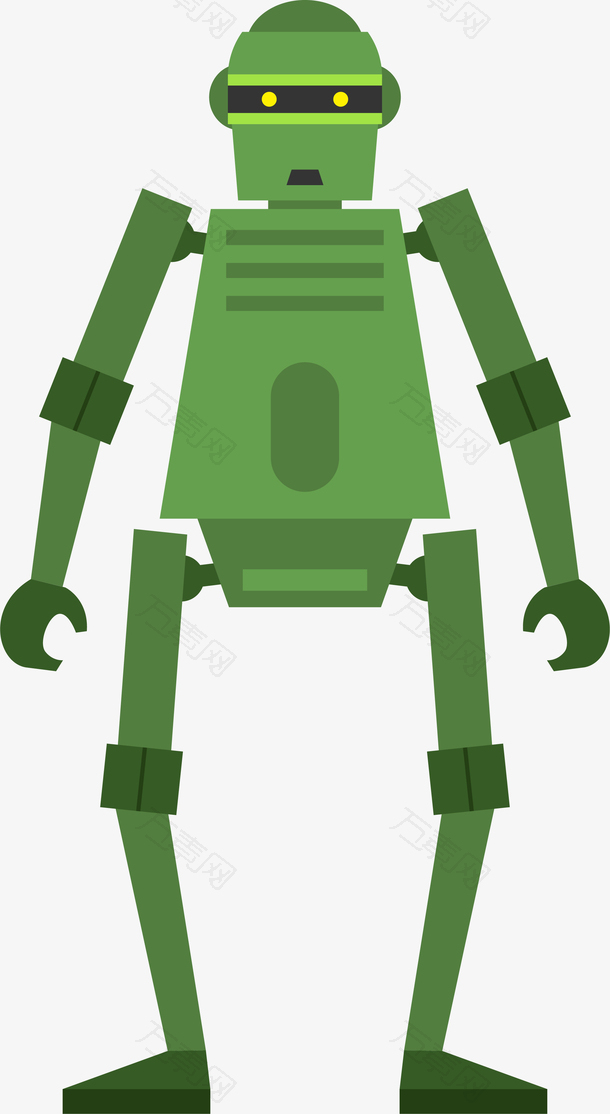 扁平化绿色机器人