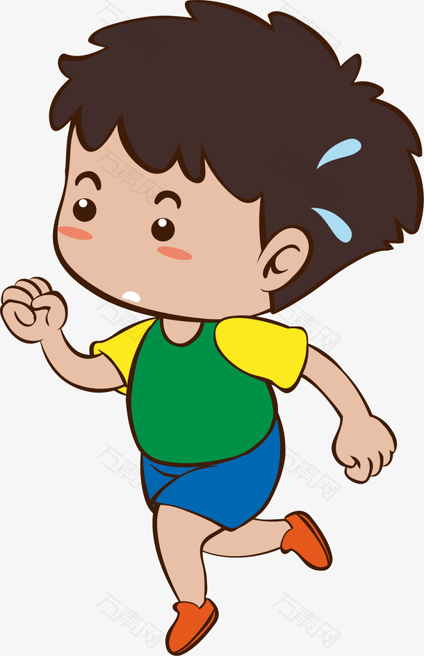卡通跑步运动的男孩