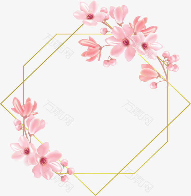 浪漫粉色花朵边框