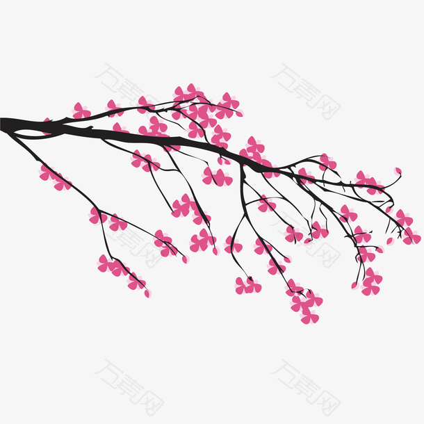 手绘中国画粉色桃花