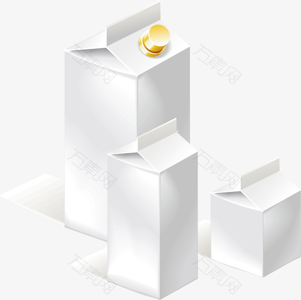 矢量素色牛奶纸盒包装样机