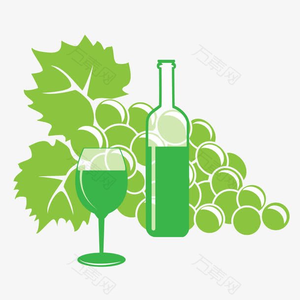 绿色葡萄酒红酒杯图案素材