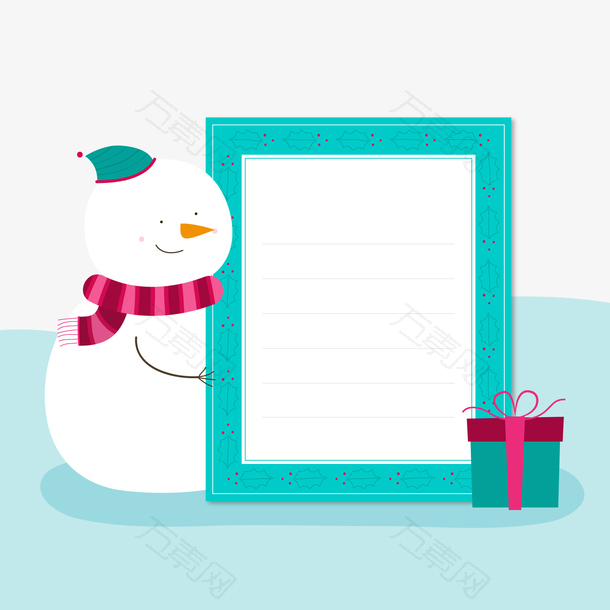 可爱圣诞节雪人装饰信纸矢量