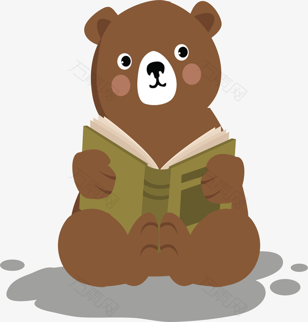 可爱看书的棕色小熊