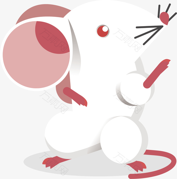 矢量图手绘卡通可爱的小白鼠