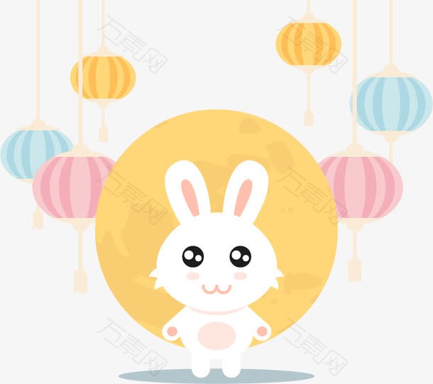 矢量可爱兔中秋节