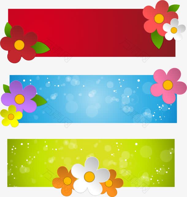 彩色花朵春天横幅矢量素材
