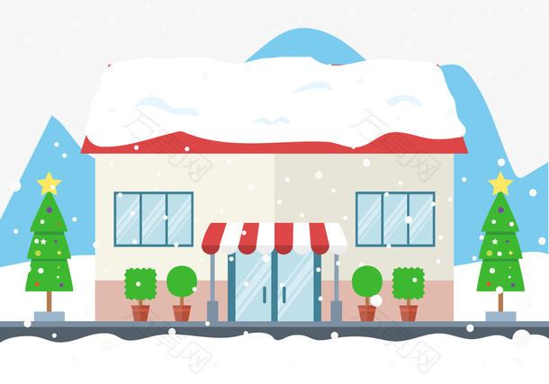 下雪的商店