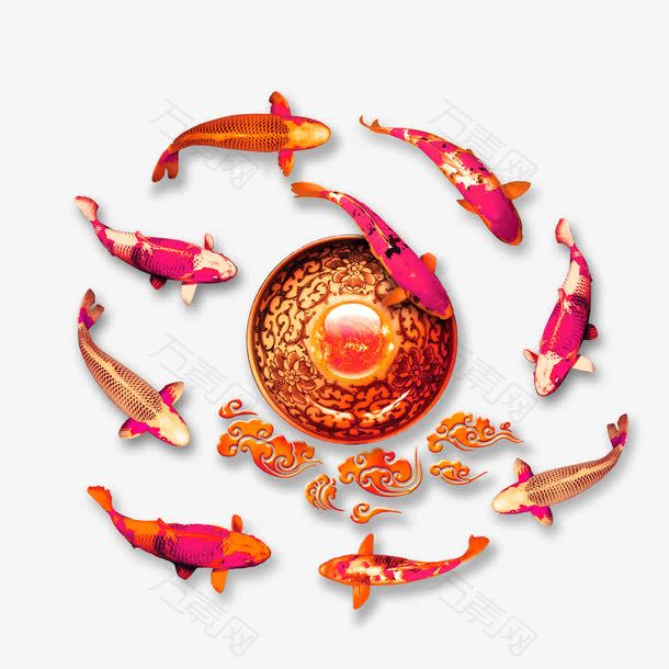 中国风金盘红鲤鱼