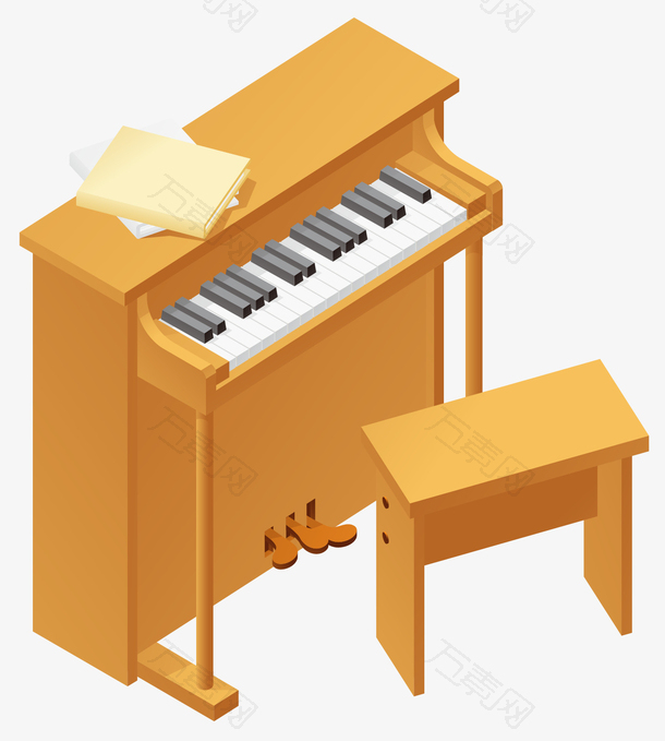 木质钢琴卡通风格