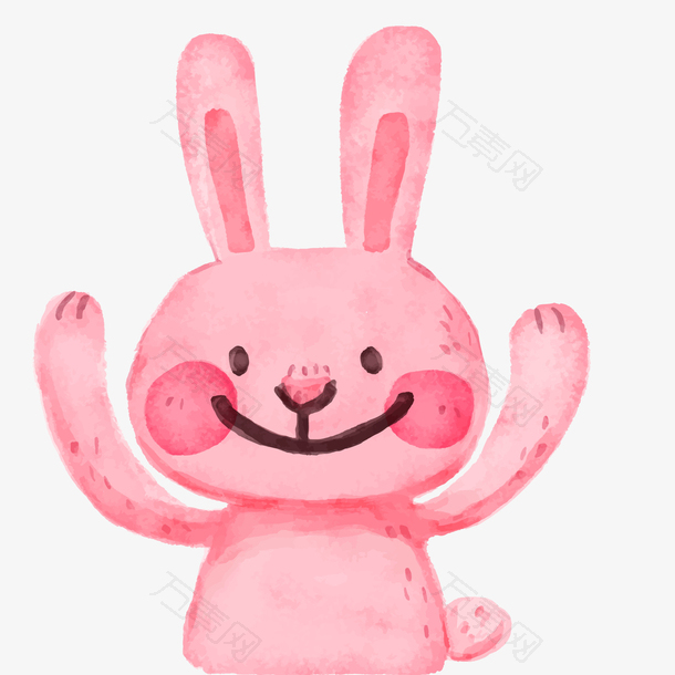 粉红色手绘可爱的小兔子设计