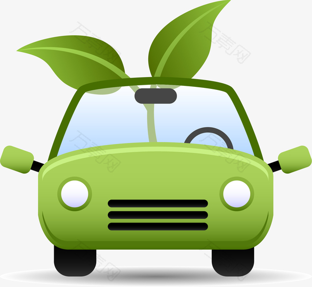 创意绿色环保汽车图标