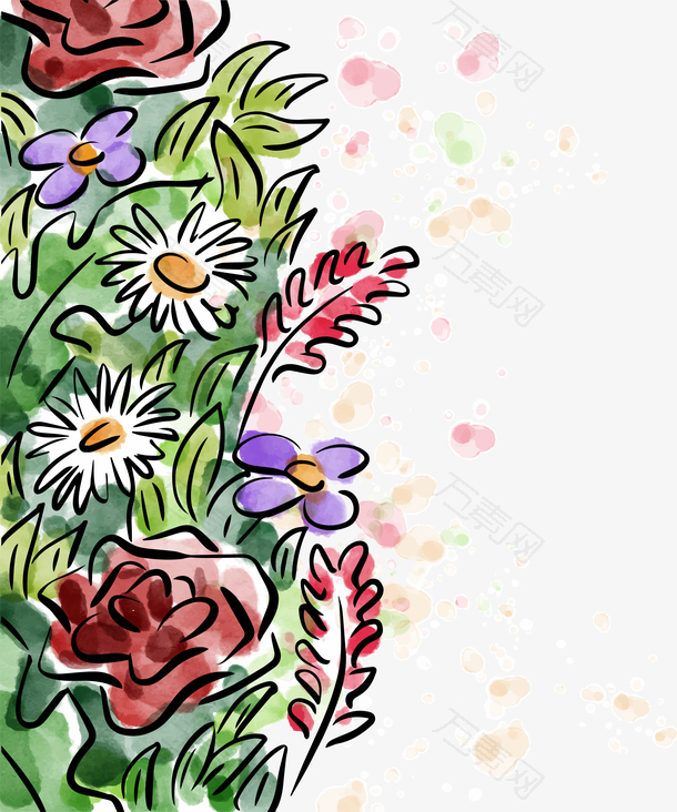 水彩手绘花卉背景