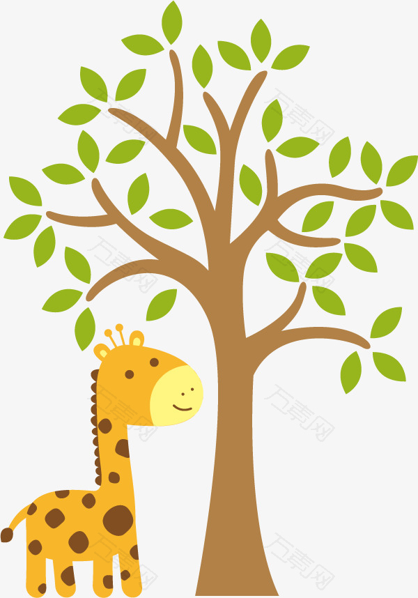 矢量长颈鹿和树木