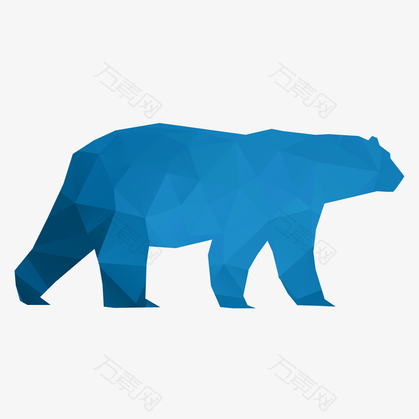 创意蓝色的几何形北极熊设计