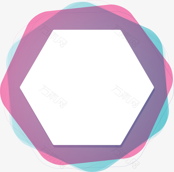 紫色六边形装饰框