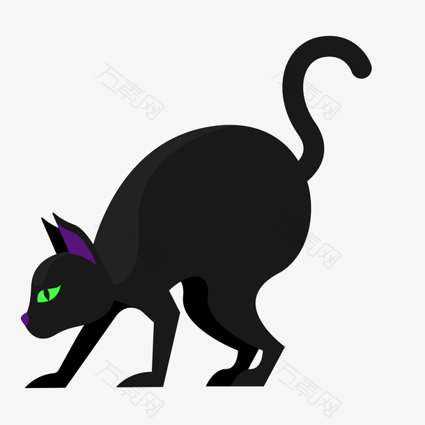 一只警惕着的黑猫