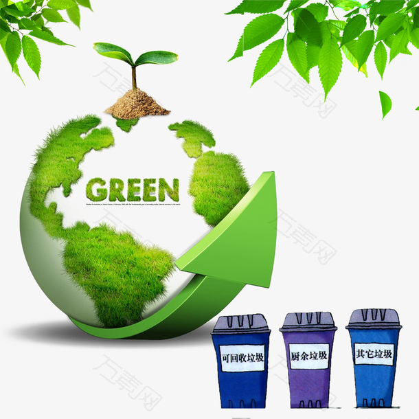 绿色卡通创意环境保护地球装饰