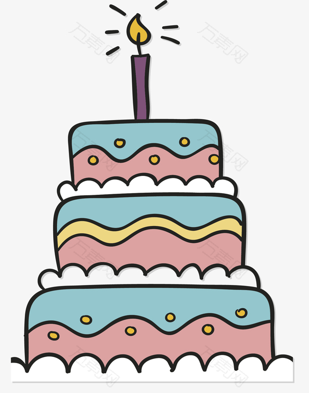 生日快乐三层蛋糕