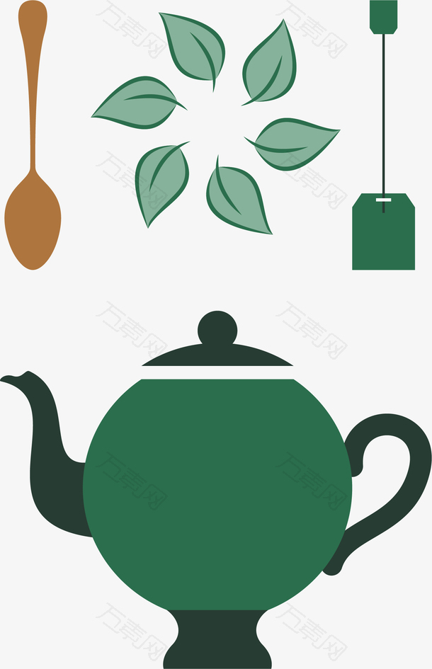 茶叶手绘绿茶茶叶