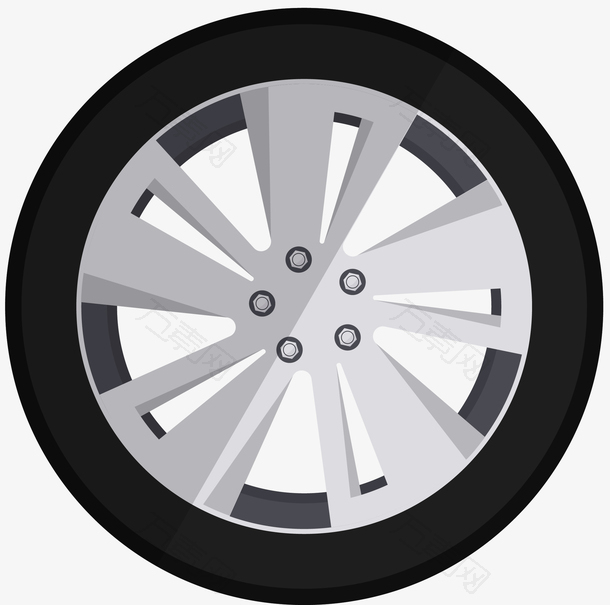 透明白色矢量轮毂轮胎