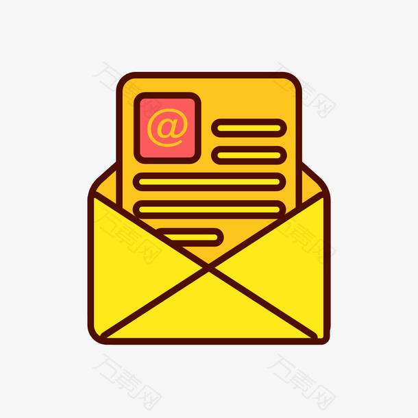 黄色手绘圆角邮件元素