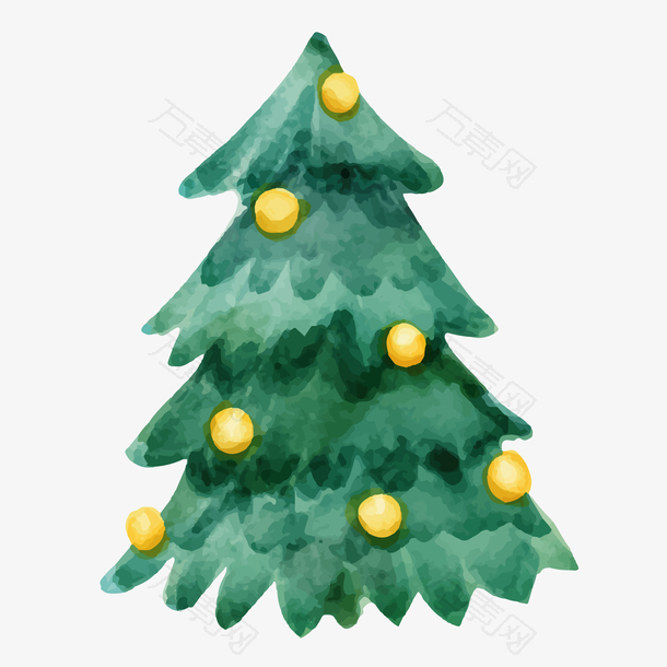 水彩圣诞树免抠素材