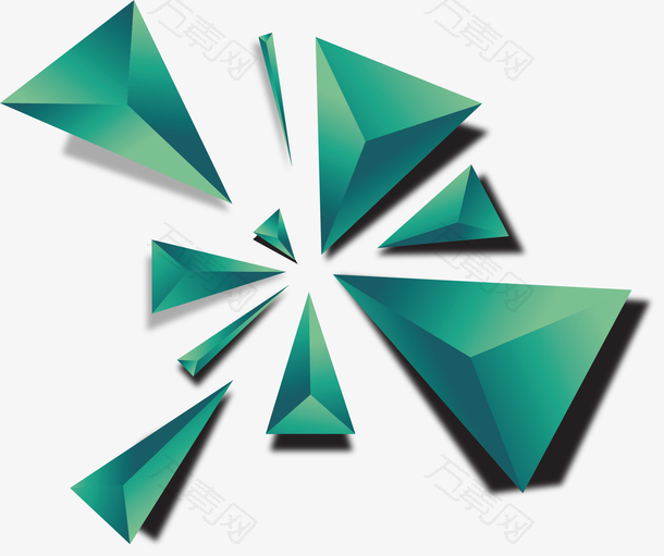 绿色几何立体三角