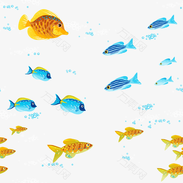 世界海洋日卡通彩色鱼背景