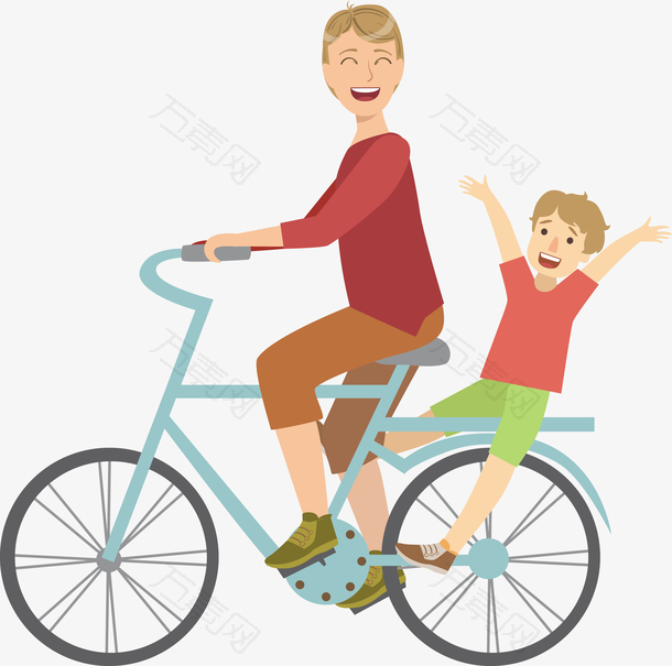矢量父亲骑自行车