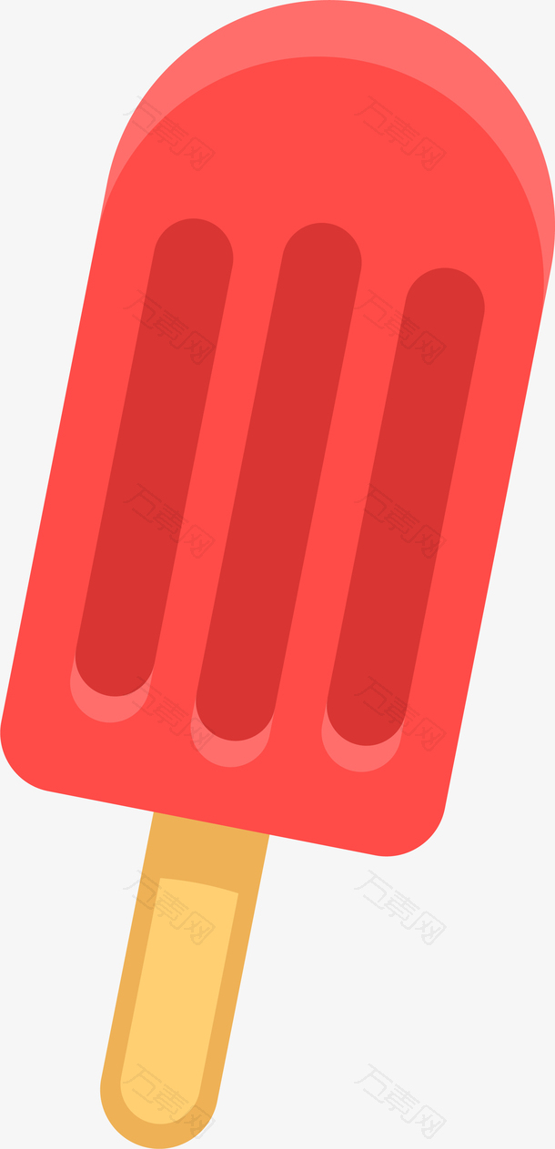 清新水彩大红色冰糕矢量素材
