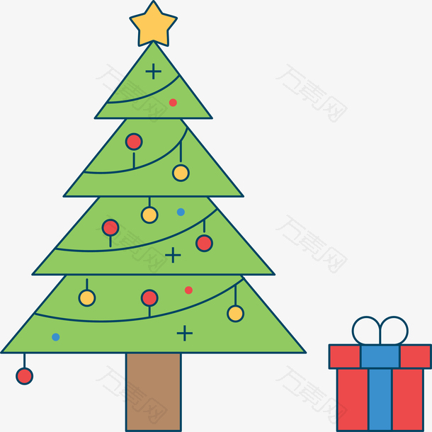 圣诞节扁平化圣诞树
