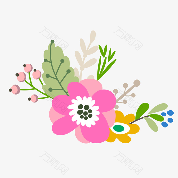 手绘水彩粉色花卉设计素材