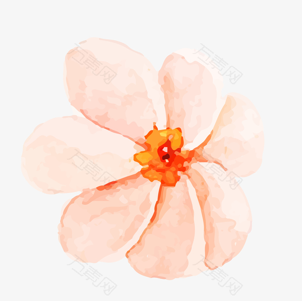一朵粉红色花朵手绘水彩花朵设计