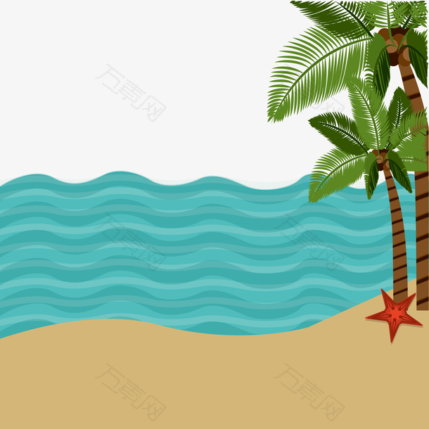 夏季沙滩风景设计