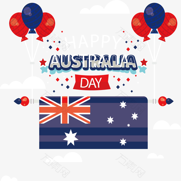 气球升起的澳大利亚国旗