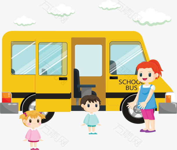 开学季坐校车去上学
