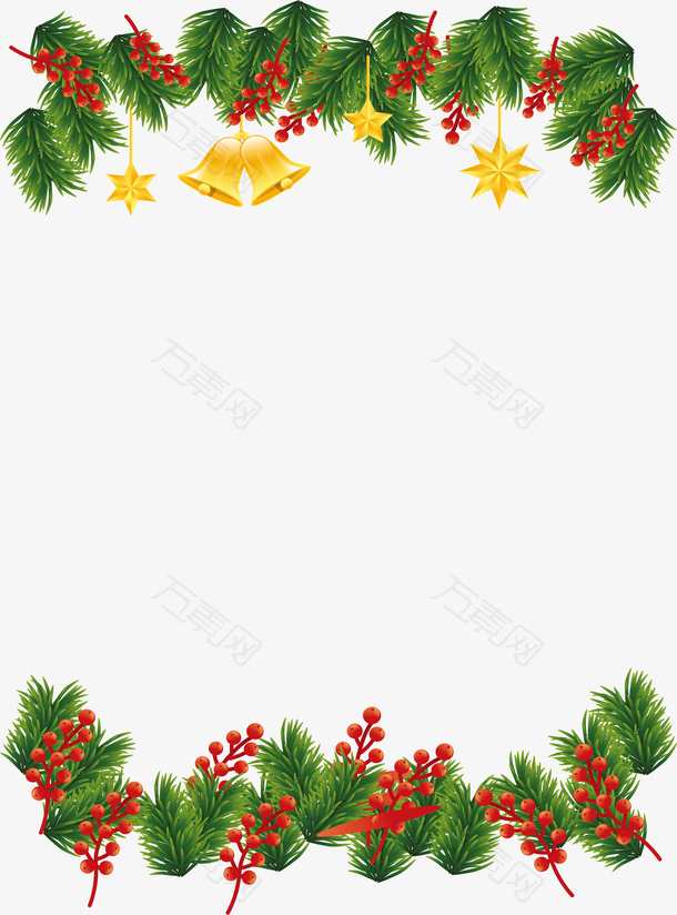 松树枝圣诞挂饰边框