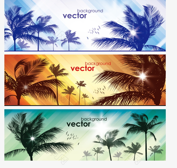 创意卡片椰林装饰背景海报设计