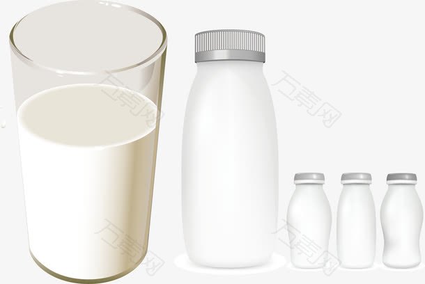 新鲜纯牛奶和奶瓶