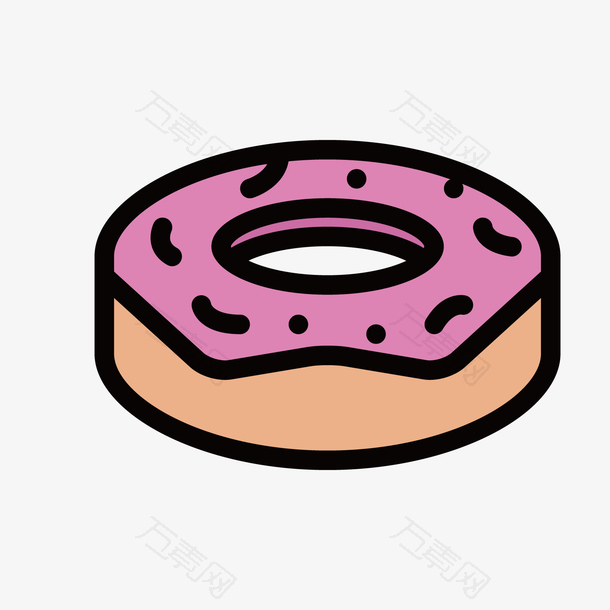 彩色手绘圆形甜甜圈卡通插画